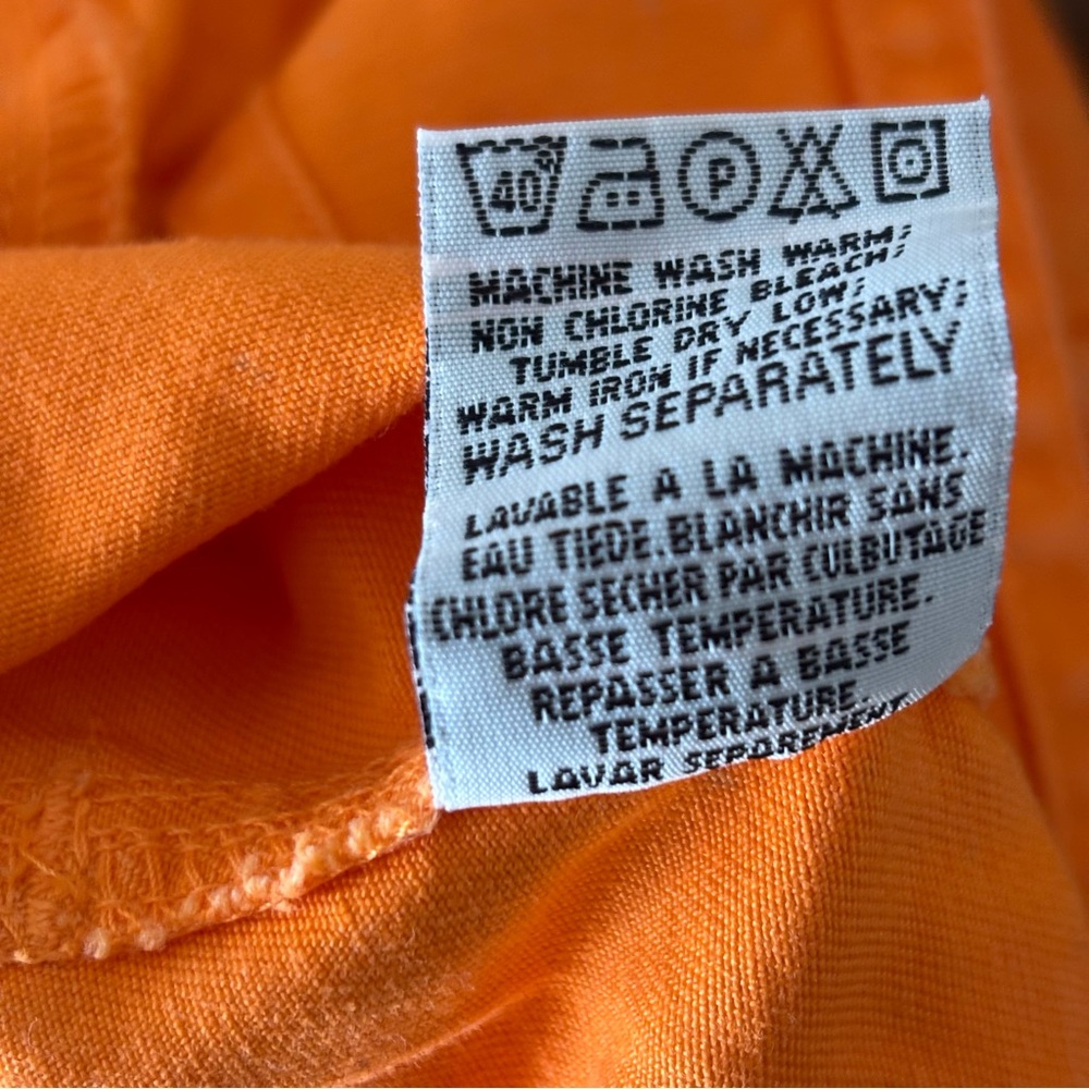 Vintage Y2K Squeeze Jeans Shortall Overalls Orange Small - Picture 9 of 9